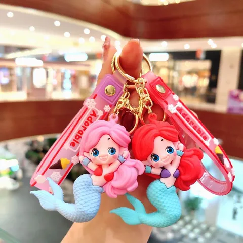 Schattige Cartoon Zeemeermin Sleutelhanger Pop Auto Sleutelhanger Schooltas Hanger Creatieve PVC Tas Accessoires Mode Sleutelhanger Cadeau