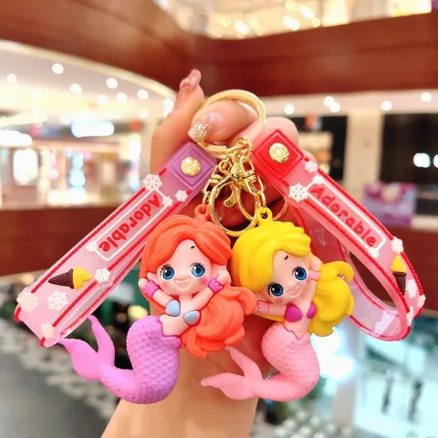 Schattige Cartoon Zeemeermin Sleutelhanger Pop Auto Sleutelhanger Schooltas Hanger Creatieve PVC Tas Accessoires Mode Sleutelhanger Cadeau