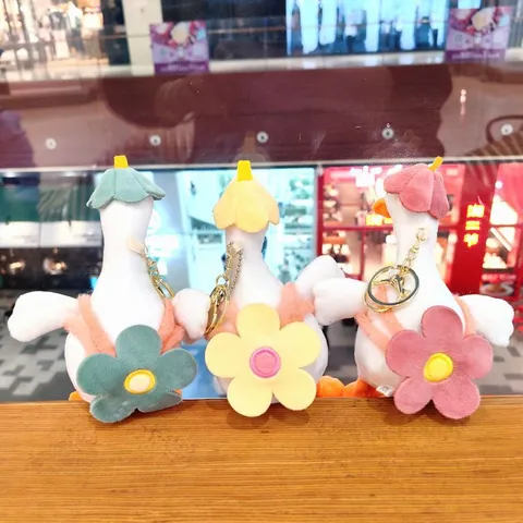 Cute Plush Big White Goose Keychain Stuffed Animal Schoolbag Pendant Fluffy Key Chain Bag Charm Gift