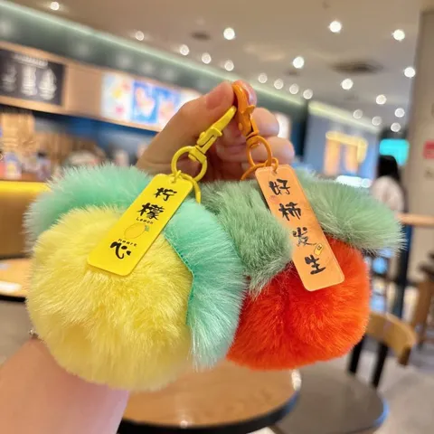 Llavero de Peluche de Fruta Creativo y Lindo Caqui Melocotón Limón Colgante de Bolso Anillo de Llave de Coche Juguete de Peluche Regalos