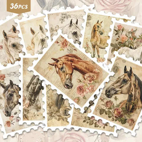Adesivi Per Francobolli Con Cavallo Bianco E Rosa Vintage Adesivi Decorativi In PVC Francese Per Diari Scrapbooking DIY