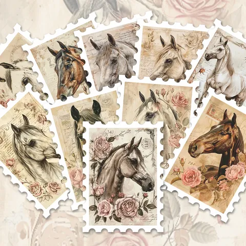 Adesivi Per Francobolli Con Cavallo Bianco E Rosa Vintage Adesivi Decorativi In PVC Francese Per Diari Scrapbooking DIY