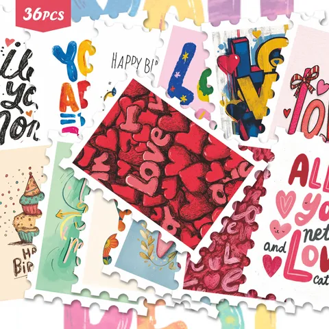 Adesivi Di Francobollo Cuore D'amore Romantico Impermeabili PVC Per DIY Scrapbook Valigia Diario Decorazione