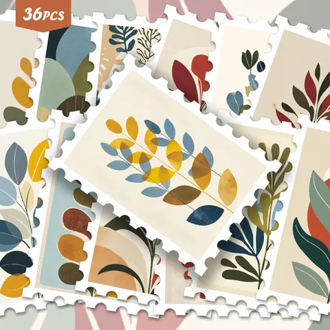 Adesivi con Timbro Floreale Morandi Illustrazione Botanica Retro PVC Impermeabile Adesivi Decorativi per Diario per Scrapbooking