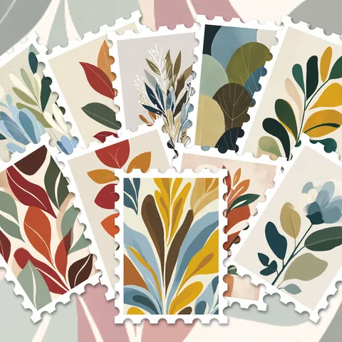 Adesivi con Timbro Floreale Morandi Illustrazione Botanica Retro PVC Impermeabile Adesivi Decorativi per Diario per Scrapbooking