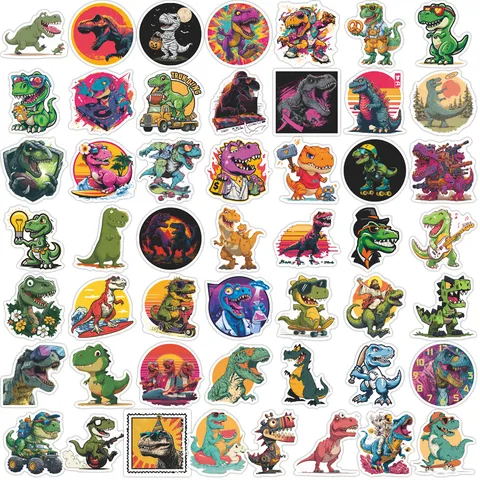 Trendy Cartoon Dinosaur Stickers Waterproof PVC Graffiti Decals For Hand Ledger Luggage Suitcase DIY Decoration
