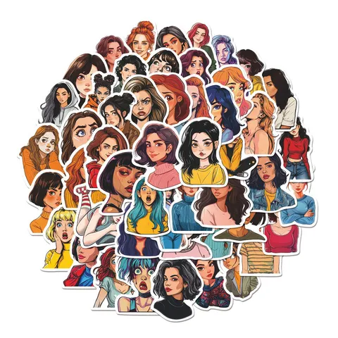 Adesivi di Ragazze in Stile Fumetto Retro in PVC Impermeabile Con Illustrazioni Estetiche Varie Ideali per Diari e Progetti di Decorazione