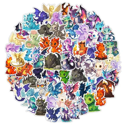 Cute Cartoon Fantasy Pet Little Dragon Waterproof PVC Stickers DIY Journal Water Bottle Decorative Decals