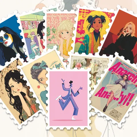 Vintage Dolce Figo Ragazze Francobollo Adesivi Diario Estetico Adesivo Decorativo Per Valigia Guka Artigianato