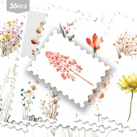 Adesivi Francobollo Floreale Acquerello Foglie di Eucalipto Estetiche Decalcomanie Decorative Per Diario Bagagli