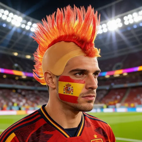 Funny Mohawk Wig Synthetic Fiber Colorful Punk Wig For Cosplay Party Costume Football Fan Sport Event Performance Hair