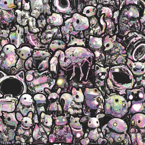 Adesivi di Animali Meccanici Cyber Impermeabili Colori Neon Mecha Decals per Diario Valigia Decorazione Fai da Te