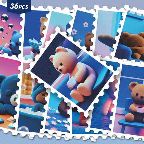 Vaporwave Orsacchiotto Peluche Francobollo Adesivi Carino Impermeabile PVC Scrapbook Decalcomanie Per Bagagli Diario Decorazione DIY