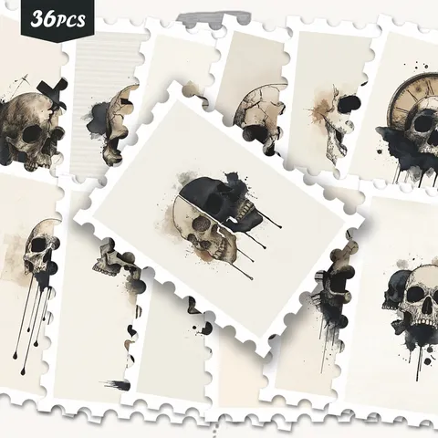 Adesivi Per Francobolli Teschio Rosa Scura Stile Tatuaggio Gotico Retrò Adesivi Decorativi Fai Da Te Impermeabili Per Journaling Scrapbooking