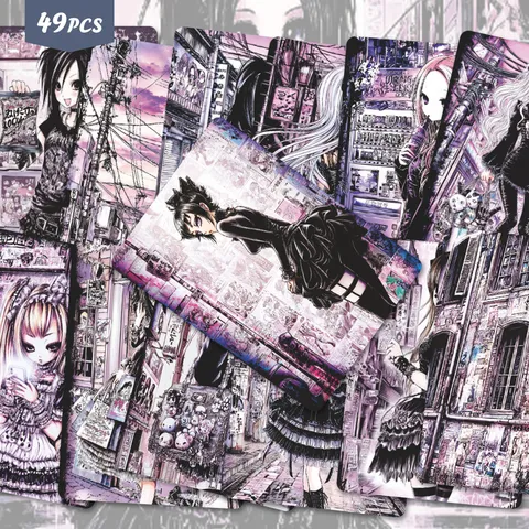 Adesivi per Scrapbook di Ragazza Anime Y2K Gotici Scuri Giapponesi Decalcomanie Estetiche Impermeabili Per Journaling DIY Artigianato
