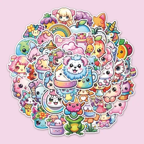 Carini Adesivi di Cartoni Animati Estetici PVC Adesivi Impermeabili Per Scrapbooking Journaling DIY Decorazione Cancelleria