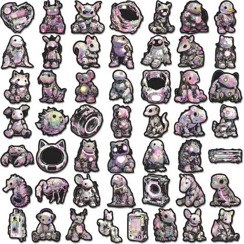 Adesivi di Animali Meccanici Cyber Impermeabili Colori Neon Mecha Decals per Diario Valigia Decorazione Fai da Te