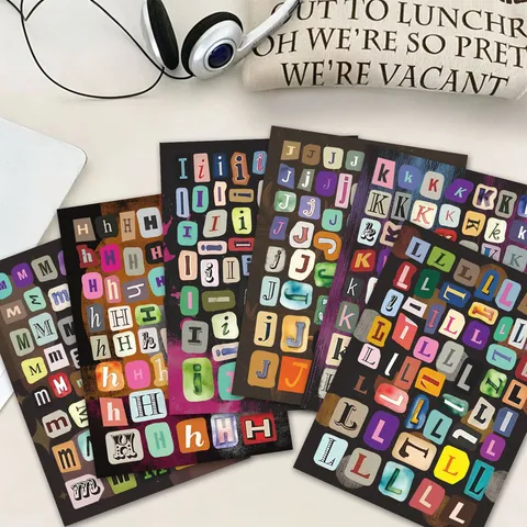 Englische Buchstaben Zahlen Aufkleber Wasserdichte PVC Abziehbilder Für Schüler Handbuch DIY Schreibwaren Dekoration