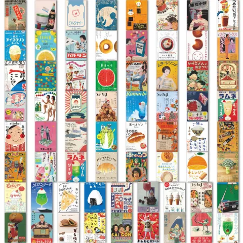 Adesivi per Poster Showa Retro DIY Diario Cancelleria Quaderno Valigia Decorazione Impermeabile PVC Pacchetto Adesivi