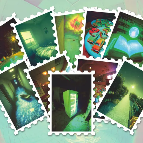 Adesivi in PVC Francobollo Vaporwave Backrooms Retro Psichedelico Impermeabile DIY Diario Valigia Decori