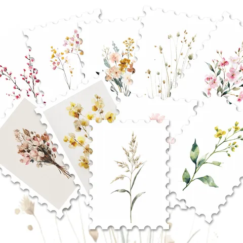 Adesivi Francobollo Floreale Acquerello Foglie di Eucalipto Estetiche Decalcomanie Decorative Per Diario Bagagli