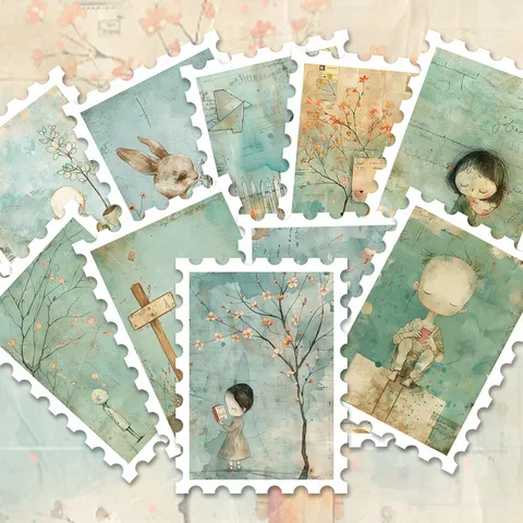 Simpatici Adesivi con Timbri di Coniglio Estetica Stile Forestale Pastorale Adesivi in PVC Impermeabili Per Diario Fai da Te Scrapbook Bagaglio Arredamento