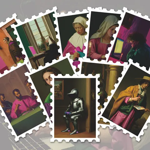 Adesivi per Francobolli di Pittura a Olio Retro del Rinascimento Adesivi Decorativi d'Arte Vintage per Diario Scrapbooking Artigianato DIY