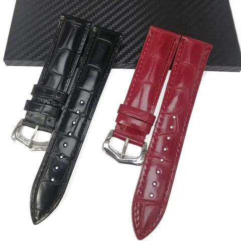 Bracelet de Montre en Cuir Véritable Pleine Fleur Double Face Unisexe Doux Confortable Imperméable en Peau de Vache