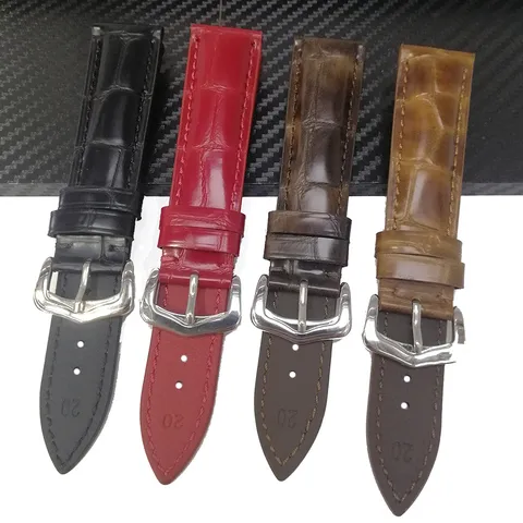 Bracelet de Montre en Cuir Véritable Pleine Fleur Double Face Unisexe Doux Confortable Imperméable en Peau de Vache