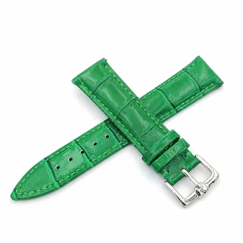 Correa de Reloj de Cuero Genuino Universal Patrón de Bambú Brillante Con Hebilla de Liberación Rápida