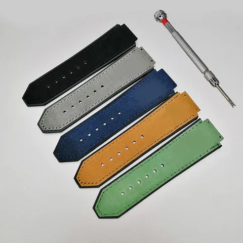 Correa de Reloj de Silicona y Piel de Vacuno para Hombre Pulsera de Repuesto Esmerilada para Accesorios de Reloj Deportivo
