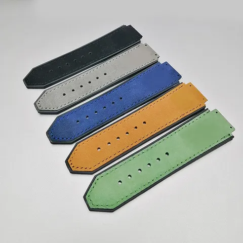 Correa de Reloj de Silicona y Piel de Vacuno para Hombre Pulsera de Repuesto Esmerilada para Accesorios de Reloj Deportivo