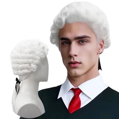 Judge Wig Short Cosplay Wig Lawyer Costume Wig Halloween Party Role Play Synthetic Hair Wig