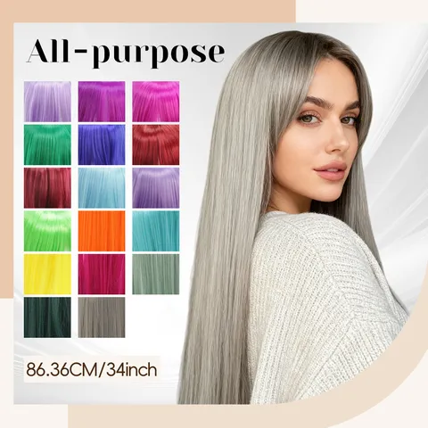 Lange Steil Anime Cosplay Pruik Kleurrijke Hittebestendige Synthetische Haar Kostuum Pruik Voor Vrouwen Meisjes Feest Dagelijkse Kleding