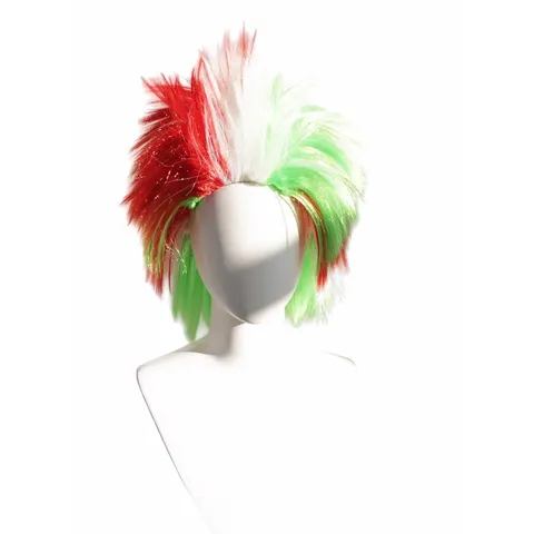 Parrucca da Tifoso Sportivo con Bandiera Nazionale Colorata Coppa del Mondo Campionato Europeo Festa di Carnevale Copricapo per Capelli Corti Decorativi