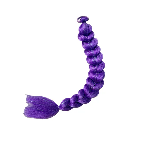 Women Fashion Synthetic Fiber Purple Braided Wig Ponytail Hair Ring Hair Extension Cute Styling Hair Accessories