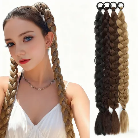 Synthetic Fiber Braided Ponytail Wig Long Hair Extension Fashion Hair Ring High Ponytail Piece For Women