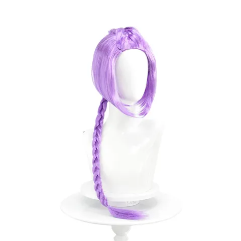 Kids Anime Cosplay Wig Purple Single Braided Hair Wig Synthetic Low Temperature Fiber Children Role Play Hair Accessories