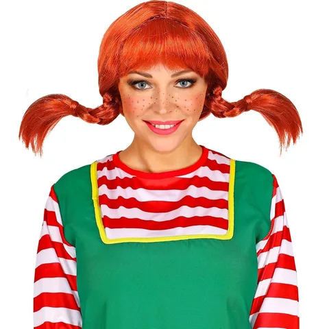 Orange Short Straight Bangs Double Braid Wig Anime Cosplay Wig For Halloween Christmas Party Synthetic Hair