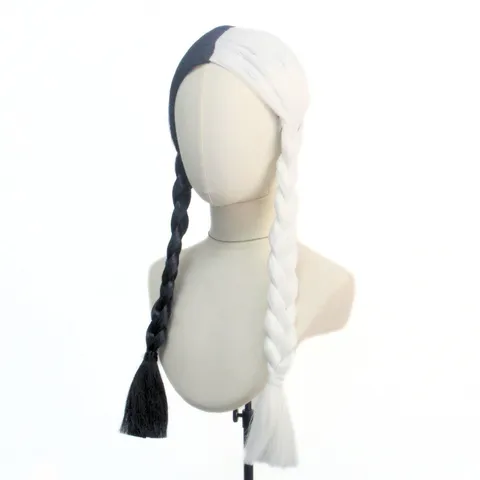 Synthetic Fiber Two-Tone Center Part Long Braided Pigtails Wig Cosplay Party Fashion Hair Wig For Women