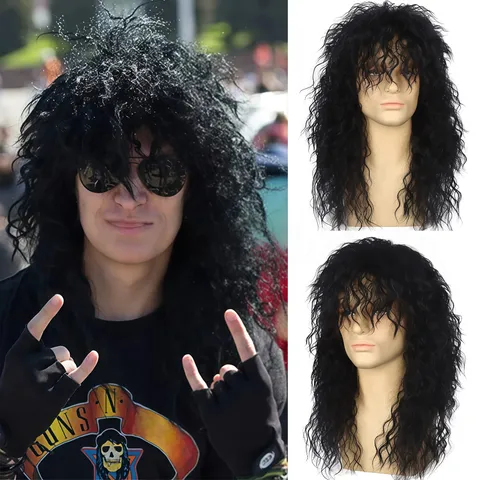 Retro Rock Curly Fluffy Wig For Men And Women Halloween Party Cosplay High Temperature Synthetic Hair Headgear