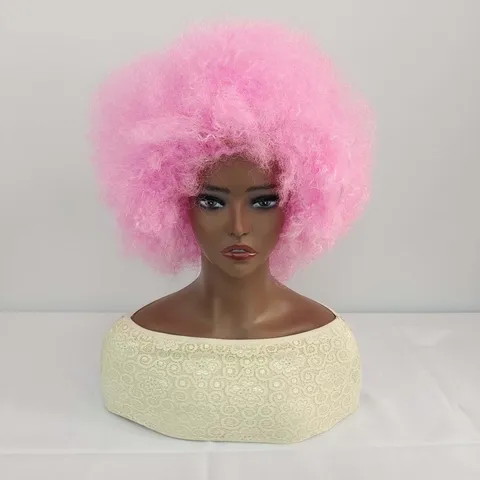 Fluffy Short Afro Curly Wig Synthetic Colorful Party Festival Performance Costume Wig For Unisex