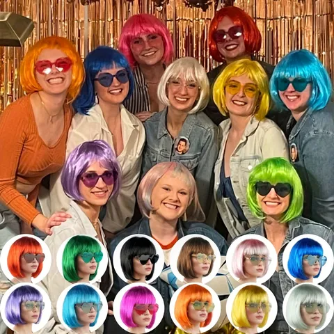 Parrucca Bob Colorata Capelli Corti Lisci Con Frangia Parrucca Per Festa Cosplay Costume Di Halloween Capelli Sintetici Per Donne Uomini