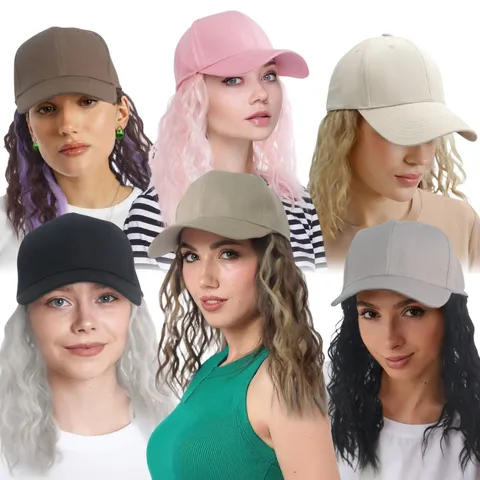 Mode Honkbalpet Pruik Lang Krullend Golvend Haar Hoed All-In-One Synthetische Hoge Temperatuur Vezel Dagelijks Woon-Werkverkeer Vrouwen Haaraccessoires