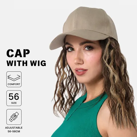Mode Honkbalpet Pruik Lang Krullend Golvend Haar Hoed All-In-One Synthetische Hoge Temperatuur Vezel Dagelijks Woon-Werkverkeer Vrouwen Haaraccessoires