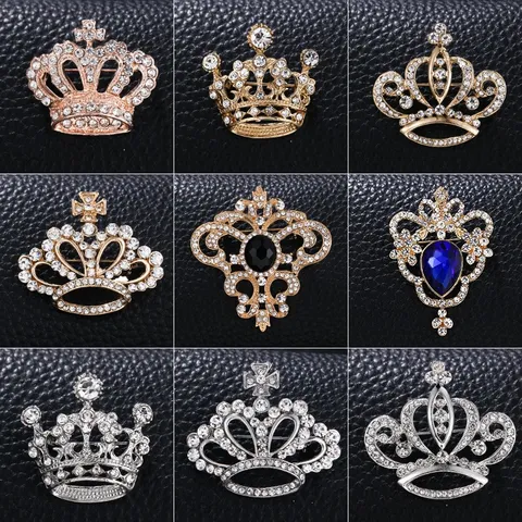 Fashion Alloy Rhinestone Crown Brooch Pin Crystal Clothing Accessories Jewelry