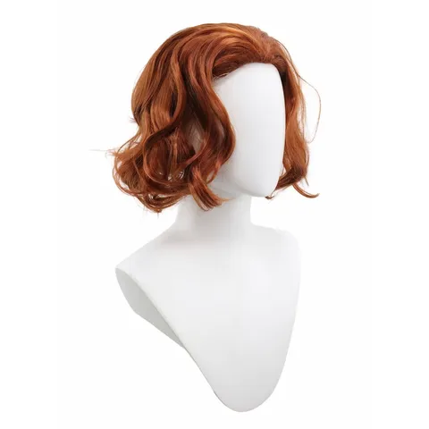Damen Retro Rotbraun Kurze Wellige Synthetische Perücke Lockiges Haar Hitzebeständige Faser Perücke