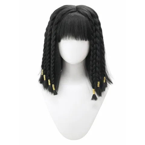 Cosplay Wig Cleopatra Style Bangs Braids Beads Synthetic Hair Short Bob Wigs For Party Anime Costumes Women