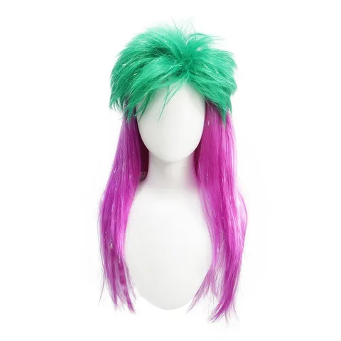Two Tone Tinsel Fluffy Wig Medium Long Hair Colorful Synthetic Hair For Festival Party Carnival Cosplay Headwear