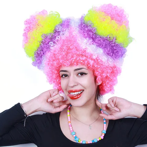 Colorful Afro Wig Colored Rainbow Party Wig For Christmas Halloween Bar Show Cosplay Performance Headgear Fan Wig